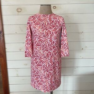 Southern Tide Pink Sheath Dress with 3/4 Sleeves and Bateau Neckline